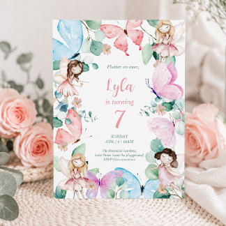 Fairy Floral Butterfly Girl Geburtstag Einladung
