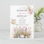 Fairy Floral Erster Geburtstag Einladung (Stehend Vorderseite)
