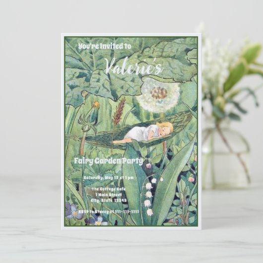 Fairy Floral Garden Bezauberter Wald Girl Geburtst Einladung (Stehend Vorderseite)