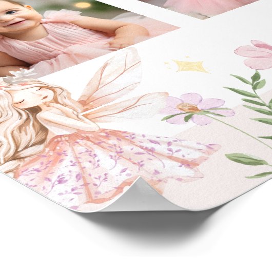 Fairy Floral Garden Erstes Jahr Foto Meilenstein Poster (Ecke)
