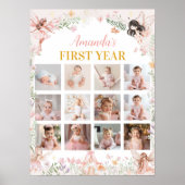 Fairy Floral Garden Erstes Jahr Foto Meilenstein Poster (Vorne)