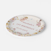 Fairy Floral Girl Birthday Party Pappteller (Schrägansicht)