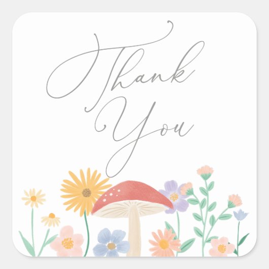 Fairy Floral Girl Birthday Party Quadratischer Aufkleber (Vorderseite)