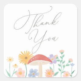 Fairy Floral Girl Birthday Party Quadratischer Aufkleber