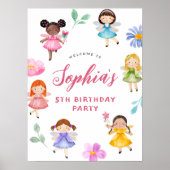 Fairy Floral Girl Geburtstagsfeier Begrüßungszeich Poster (Vorne)