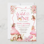 Fairy Floral Girls 1st Birthday Party Einladung (Vorderseite)