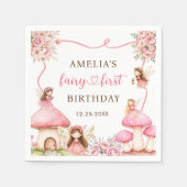 Fairy Floral Girls 1st Birthday Party Serviette (Vorderseite)