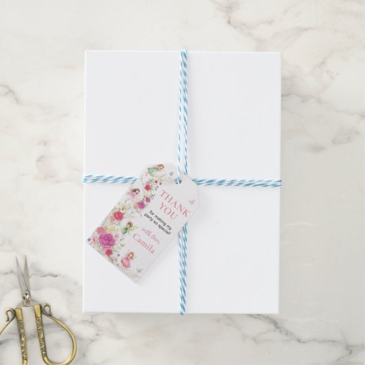 Fairy Floral Party Vielen Dank für Ihre Unterstütz Geschenkanhänger (Mit Garn)