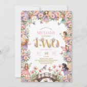 Fairy flower 2nd birthday Invitation Einladung (Vorderseite)