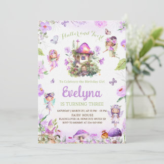Fairy Flutter wirbelnd Lila Geburtstagseinladung Einladung