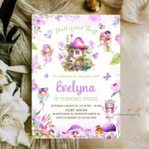 Fairy Flutter wirbelnd Lila Geburtstagseinladung