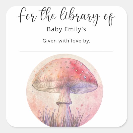 Fairy fly agaric - Babybibliothek Quadratischer Aufkleber (Vorderseite)