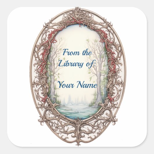 Fairy Forest Buchzeichen Quadratischer Aufkleber (Vorderseite)