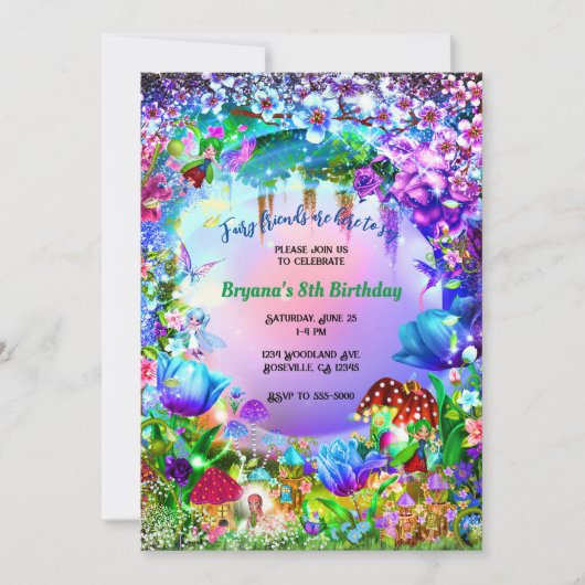 Fairy Forest Enchanted Magical Birthday Party Einladung (Vorderseite)
