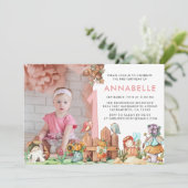 Fairy Forest First Birthday Foto Einladung (Stehend Vorderseite)