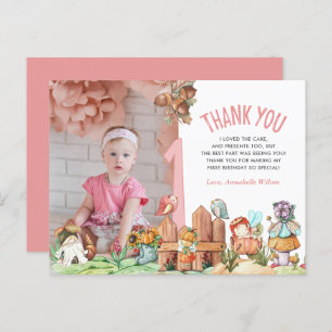 Fairy Forest First Birthday Foto Vielen Dank Postkarte