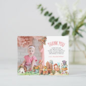 Fairy Forest First Birthday Foto Vielen Dank Postkarte (Stehend Vorderseite)