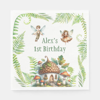 Fairy Forest Garden Gender Neutral 1. Geburtstag Serviette