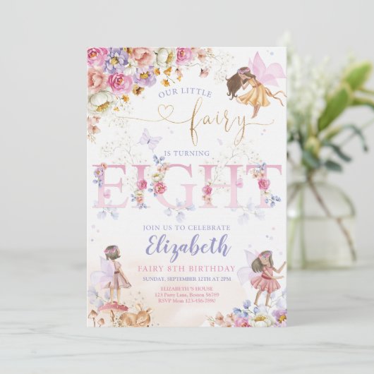 Fairy Forest Girl Birthday Magical Einladung (Stehend Vorderseite)