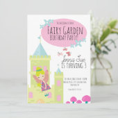 Fairy Garden 1st Birthday Castle Butterflies Einladung (Stehend Vorderseite)