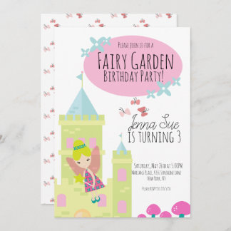 Fairy Garden 1st Birthday Castle Butterflies Einladung