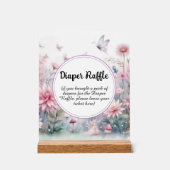 Fairy Garden Baby Duschdusche Windeln Raffle Acrylschild (Vorderseite)