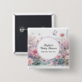 Fairy Garden Baby Dusche Button (Vorne & Hinten)