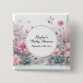 Fairy Garden Baby Dusche Button