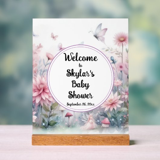 Fairy Garden Baby Dusche Willkommen Acrylschild (Neutral)