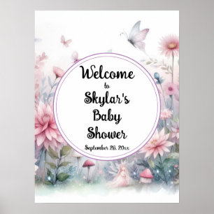 Fairy Garden Baby Dusche Willkommen Poster
