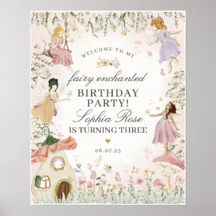 Fairy Garden Begrüßungszeichen der Geburtstagspart Poster