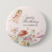 Fairy Garden Birthday Balloon Party Decke Gefallen Button (Vorderseite)