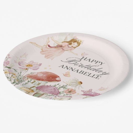 Fairy Garden Birthday Balloon Party Decke Gefallen Pappteller (Schrägansicht)