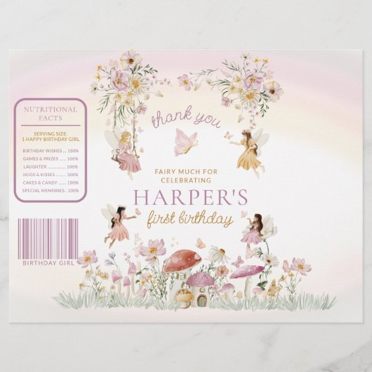 Fairy Garden Birthday Chip Bag Wrapper Flyer (Vorne)