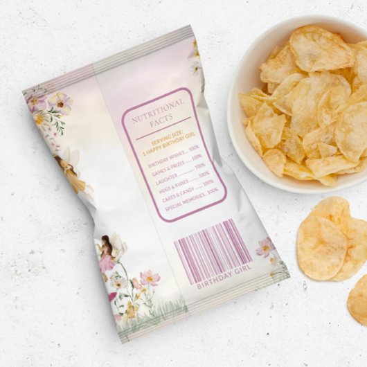 Fairy Garden Birthday Chip Bag Wrapper Flyer
