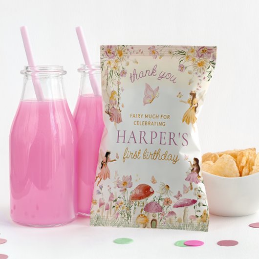 Fairy Garden Birthday Chip Bag Wrapper Flyer