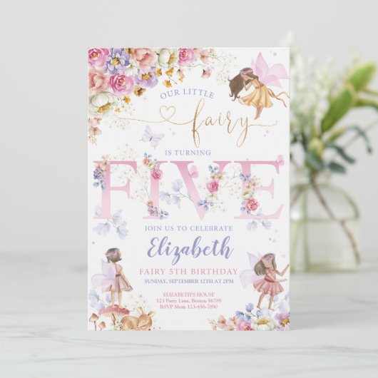 Fairy Garden Birthday Einladung (Stehend Vorderseite)