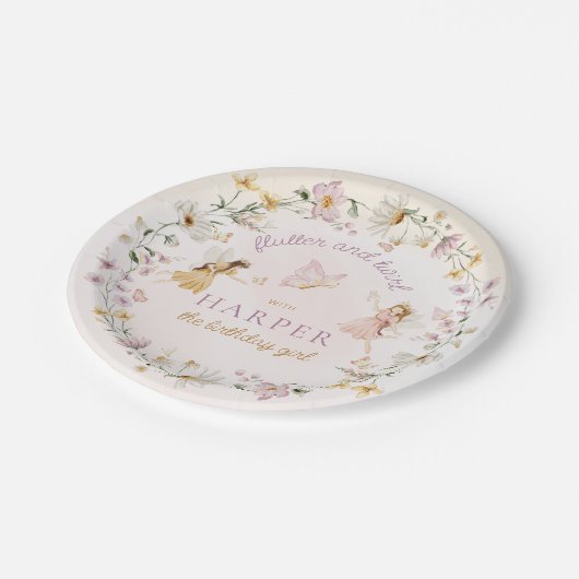 Fairy Garden Birthday Paper Tellers Pappteller (Schrägansicht)