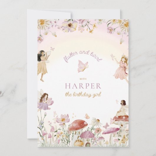 Fairy Garden Birthday Party Einladung (Rückseite)
