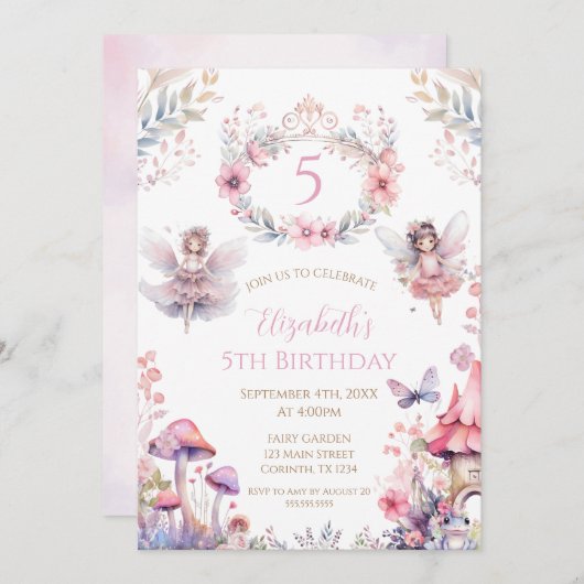 Fairy Garden Birthday Party Invitation Einladung (Vorne/Hinten)