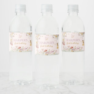 Fairy Garden Birthday Wasserflaschenetikett