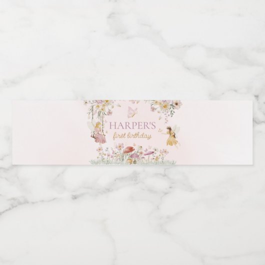 Fairy Garden Birthday Wasserflaschenetikett (Einzelnes Label)