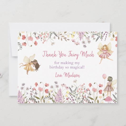 Fairy Garden Boho Wildblume Geburtstag Dankeskarte (Vorderseite)