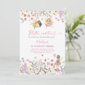 Fairy Garden Boho Wildblume Geburtstag Einladung (Stehend Vorderseite)