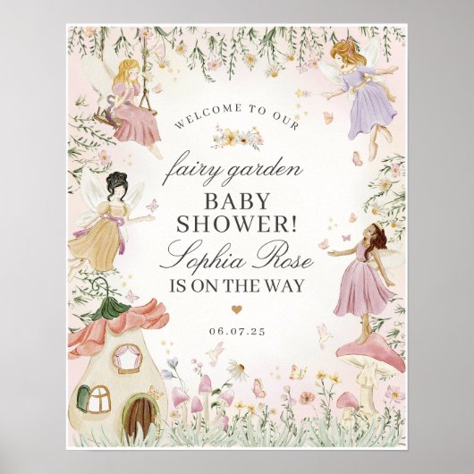 Fairy Garden Enchanted Baby Dusche Begrüßungszeich Poster (Vorne)