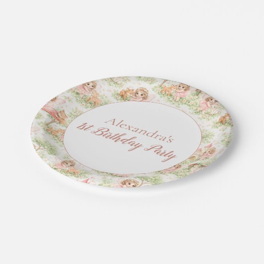 Fairy Garden First Birthday Pappteller (Schrägansicht)