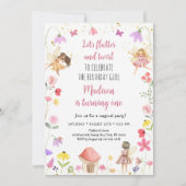 Fairy Garden Flutter & Twirl Geburtstag Einladung (Vorderseite)