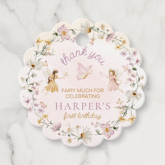 Fairy Garden Geburtstag Vielen Dank, Scalloped Geschenkanhänger (Vorderseite)