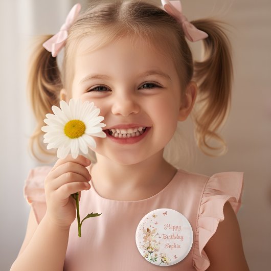 Fairy Garden Girl Birthday Party Button