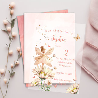 Fairy Garden Girl Foto Geburtstag Pergament Einladungen